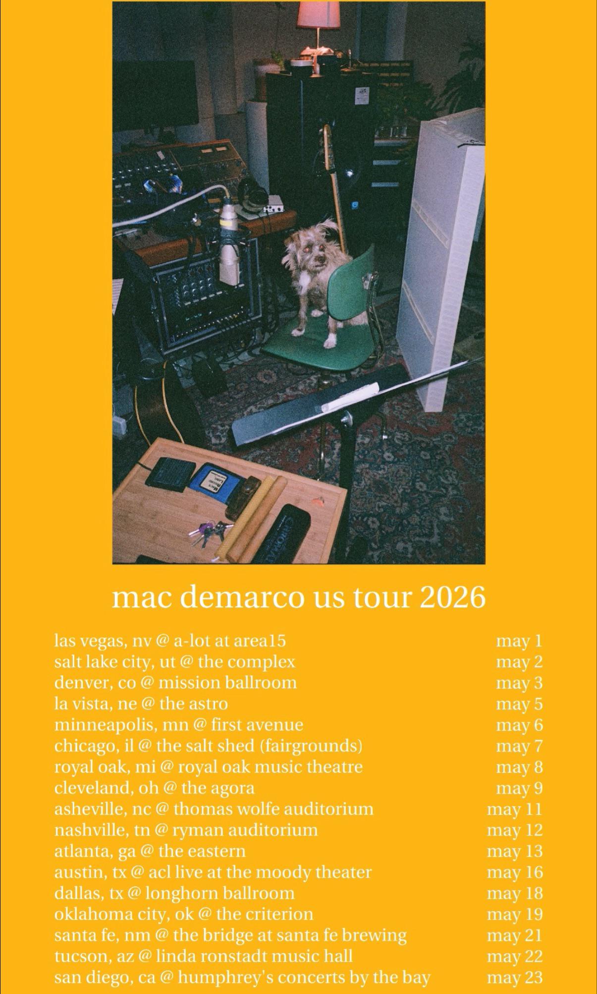 Mac DeMarco Guitar Tour Poster 2025-2026